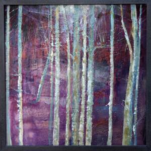 ‘Birch wood’ oil on canvas	 £195	 
